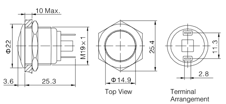 momentary contact push button switch